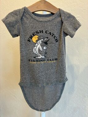 Kids Gray 'Fresh Catch' Fishing Club One-Piece Bodysuit
